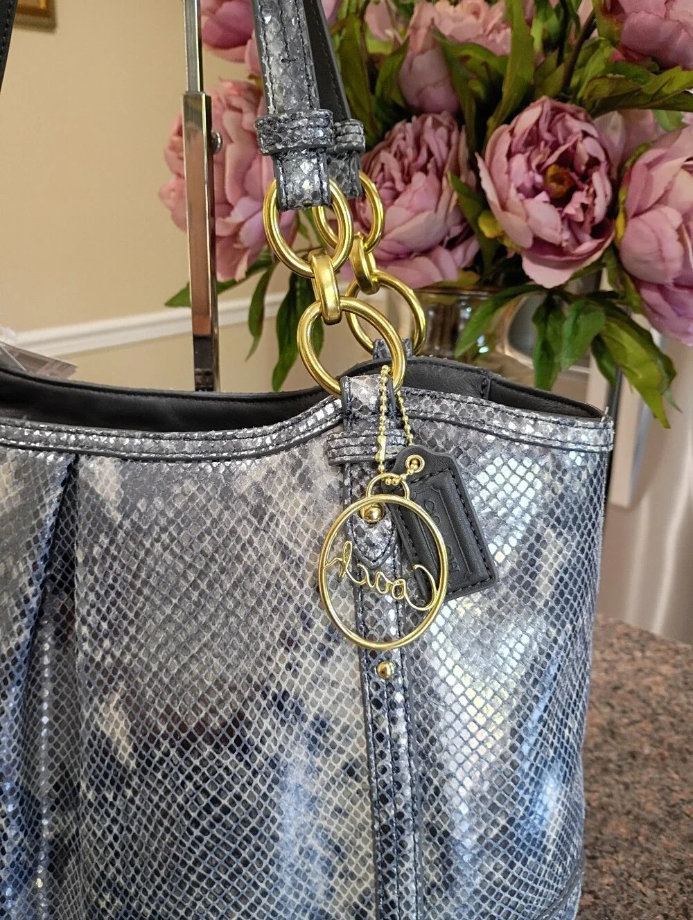 NWT Coach Alexandra Exotic Python Embossed Leather Bag